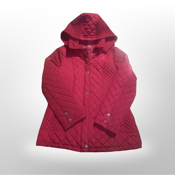 Calvin Klein Red Quilted Puffer Jacket size women’s size large - Picture 1 of 7